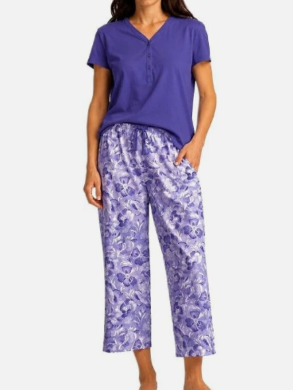 Karen Neuburger Women's Cotton 2 Piece Pajama Sleep Set - L